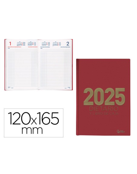Dietario liderpapel 2025 octavo 12x16,5 cm color rojo papel 70 gr