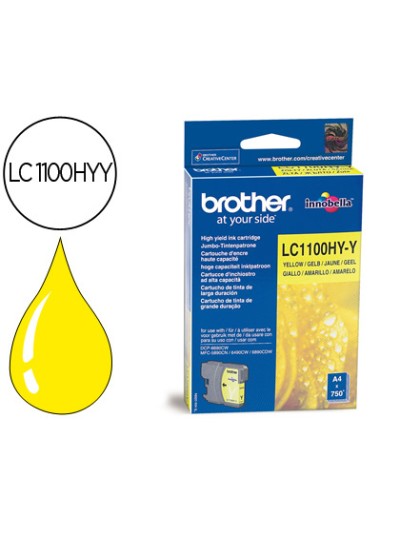 Ink-jet brother lc-1100y amarillo alta capacidad 750 pag