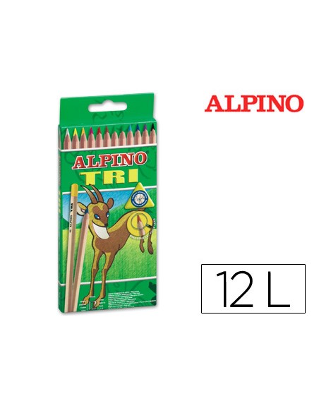 Lapices de colores alpino tri estuche de 12 colores surtidos