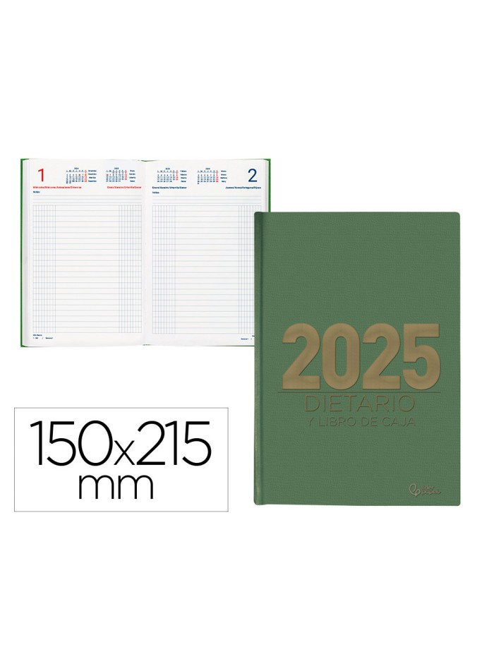 Dietario liderpapel 2025 cuarto 15x21,5 cm color verde papel 70 gr Dietario liderpapel 2025 cuarto 15x21,5 cm color verde papel 70 gr