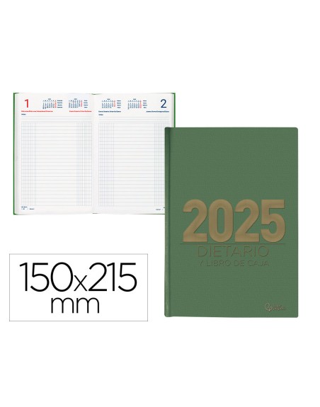 Dietario liderpapel 2025 cuarto 15x21,5 cm color verde papel 70 gr