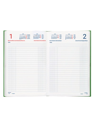 Dietario liderpapel 2025 cuarto 15x21,5 cm color verde papel 70 gr
