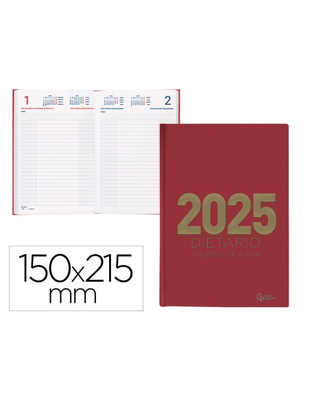 Dietario liderpapel 2025 cuarto 15x21,5 cm color rojo papel 70 gr