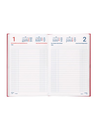 Dietario liderpapel 2025 cuarto 15x21,5 cm color rojo papel 70 gr