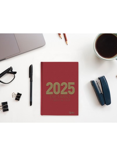 Dietario liderpapel 2025 cuarto 15x21,5 cm color rojo papel 70 gr