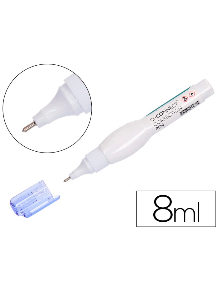Corrector q-connect lapiz con punta metalica 8 ml Corrector q-connect lapiz con punta metalica 8 ml