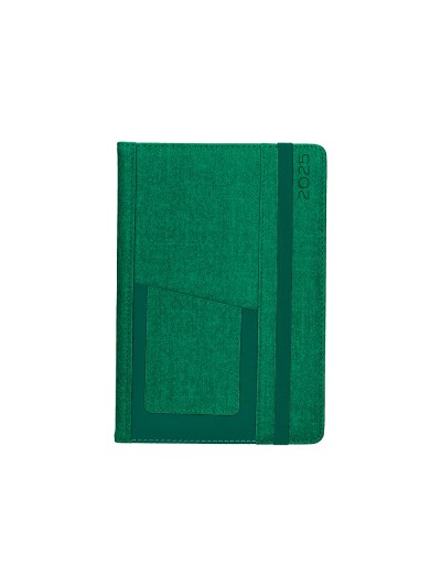Agenda encuadernada liderpapel saria a5 2025 dia pagina color verde papel 70 gr
