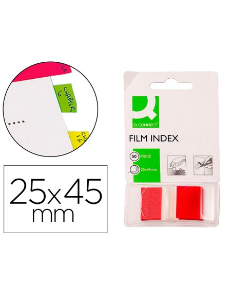 Banderitas separadoras q-connect rojas dispensador de 50 unidades