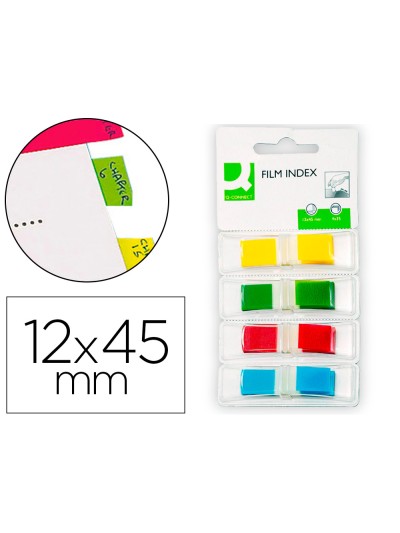 Banderitas separadoras q-connect dispensador 4 colores 35 hojas por color