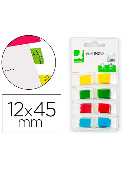 Banderitas separadoras q-connect dispensador 4 colores 35 hojas por color