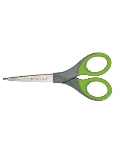 Tijera q-connect mango caucho 7/' 17 cm blister