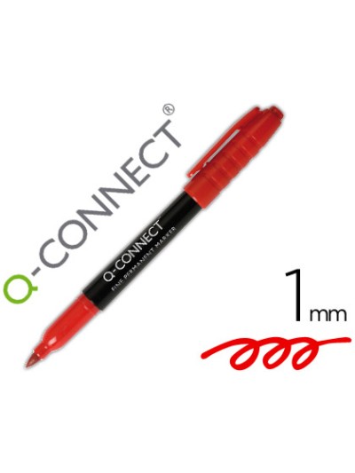 Rotulador q-connect para cd/dvd punta fibra permanente rojo punta redonda 1 mm