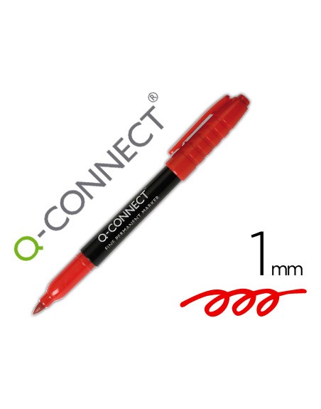 Rotulador q-connect para cd/dvd punta fibra permanente rojo punta redonda 1 mm