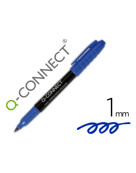Rotulador q-connect para cd/dvd punta fibra permanente azul punta redonda 1 mm