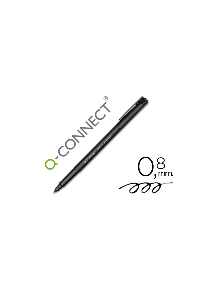 Rotulador q-connect retroproyeccion punta fibra media redonda 0,8 mm permanente negro Rotulador q-connect retroproyeccion punta fibra media redonda 0,8 mm permanente negro