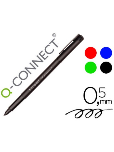 Rotulador q-connect retroproyeccion punta fibra super fina redonda 0,5 mm permanente bolsa 4 rotuladores