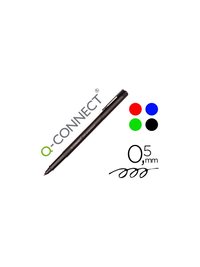 Rotulador q-connect retroproyeccion punta fibra super fina redonda 0,5 mm permanente bolsa 4 rotuladores Rotulador q-connect retroproyeccion punta fibra super fina redonda 0,5 mm permanente bolsa 4 rotuladores