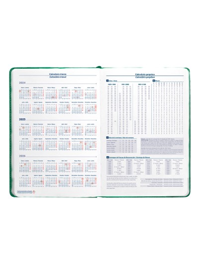 Agenda encuadernada liderpapel saria a5 2025 dia pagina color verde papel 70 gr