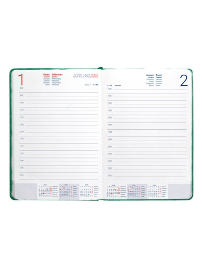 Agenda encuadernada liderpapel saria a5 2025 dia pagina color verde papel 70 gr