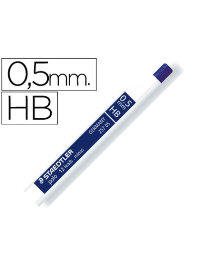 Minas staedtler grafito 0,5 mm hb polo 257 tubo con 12 minas