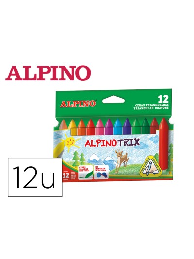 Lapices cera alpinotrix triangulares caja 12 colores