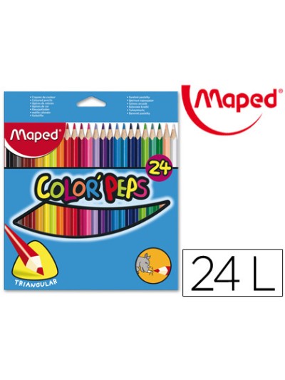 Lapices de colores maped triangulares caja de 24 unidades colores surtidos