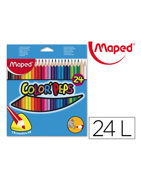 Lapices de colores maped triangulares caja de 24 unidades colores surtidos