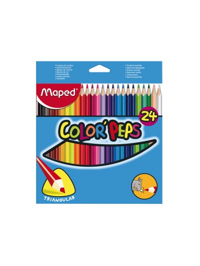 Lapices de colores maped triangulares caja de 24 unidades colores surtidos