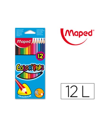 Lapices de colores maped triangulares caja de 12 unidades colores surtidos