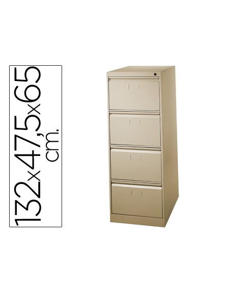 Fichero cajones de suelo metal 4 cajones 132 cm alto 65 cm prof 47,5 ancho beige n.34 guias telescopicas antivuelco