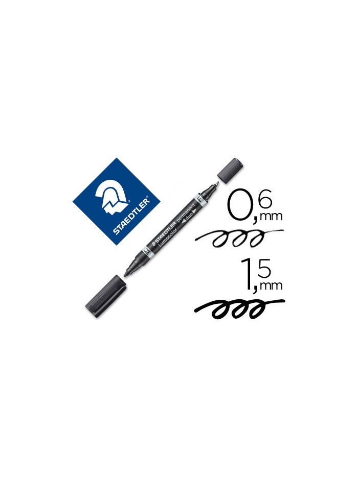 Rotulador staedtler lumocolor permanente duo 348 negro punta f 0,6 mm punta m 1,5 mm Rotulador staedtler lumocolor permanente duo 348 negro punta f 0,6 mm punta m 1,5 mm