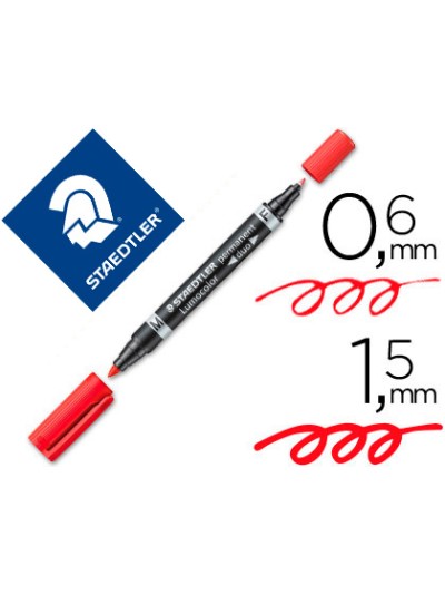 Rotulador staedtler lumocolor permanente duo 348 rojo punta f 0,6 mm punta m 1,5 mm