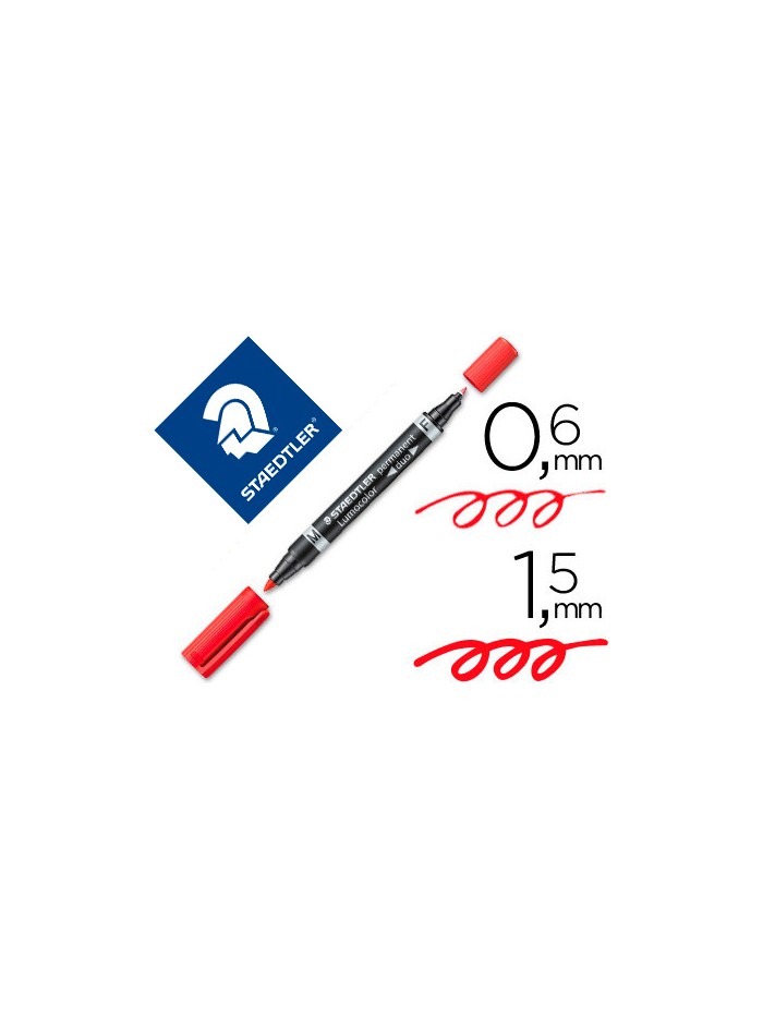 Rotulador staedtler lumocolor permanente duo 348 rojo punta f 0,6 mm punta m 1,5 mm Rotulador staedtler lumocolor permanente duo 348 rojo punta f 0,6 mm punta m 1,5 mm