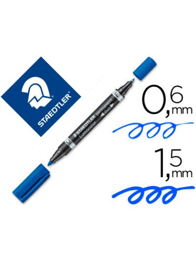Rotulador staedtler lumocolor permanente duo 348 azul punta f 0,6 mm punta m 1,5 mm