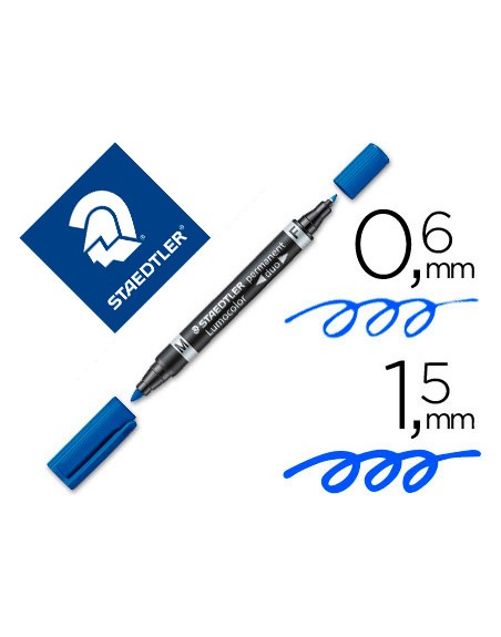 Rotulador staedtler lumocolor permanente duo 348 azul punta f 0,6 mm punta m 1,5 mm