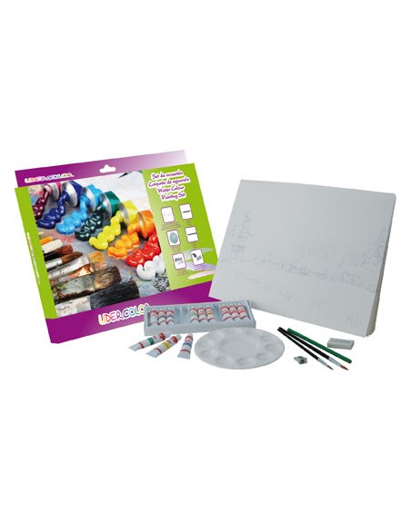 Set acuarela lidercolor contiene 10 laminas acuarela 27x38cm 1 paleta plast 12x12ml1 sacapunt 1 perfilador 1 goma
