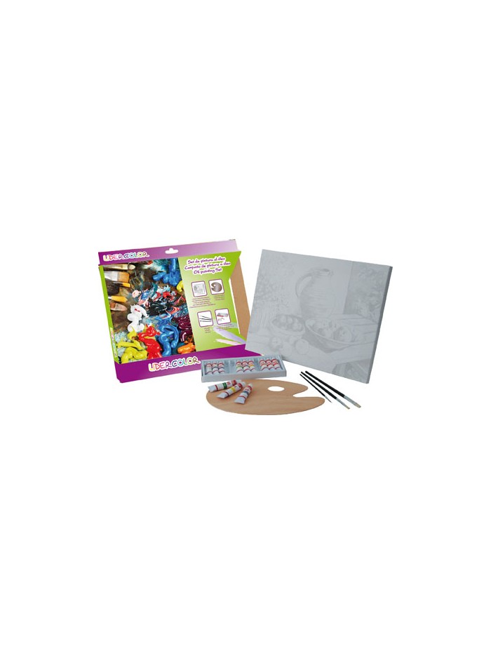 Set pintura al oleo lidercolor contiene 1 lienzo imprimacion 30x40cm 1 paleta madera 3 brochas tubos 12x12ml oleo Set pintura al oleo lidercolor contiene 1 lienzo imprimacion 30x40cm 1 paleta madera 3 brochas tubos 12x12ml oleo