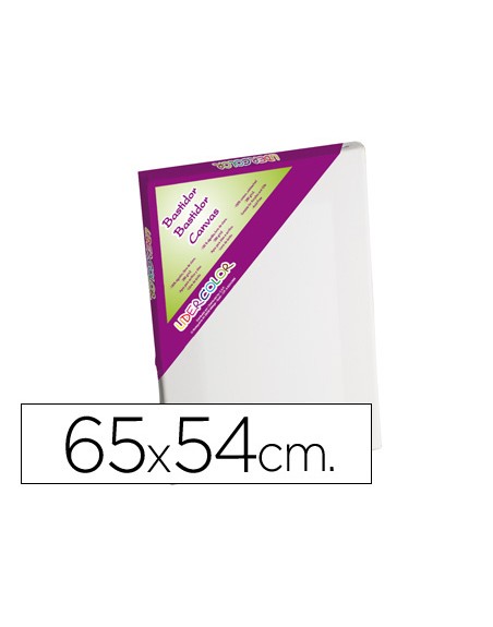 Bastidor lidercolor 15f lienzo grapado lateral algodon 100% marco pawlonia 1,8x3,8 cm bordes madera 65x54 cm