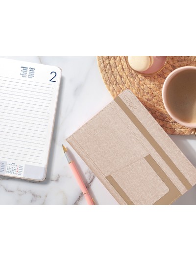Agenda encuadernada liderpapel saria a5 2025 dia pagina color gris papel 70 gr