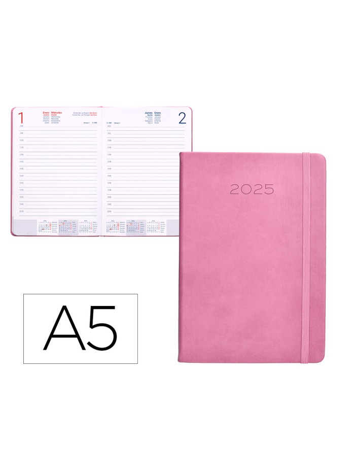 Agenda encuadernada liderpapel mykonos a5 2025 dia pagina color rosa papel 70 gr Agenda encuadernada liderpapel mykonos a5 2025 dia pagina color rosa papel 70 gr