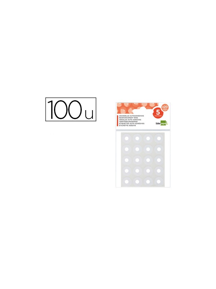 Arandela autoadhesiva liderpapel blanca blister de 100 unidades Arandela autoadhesiva liderpapel blanca blister de 100 unidades