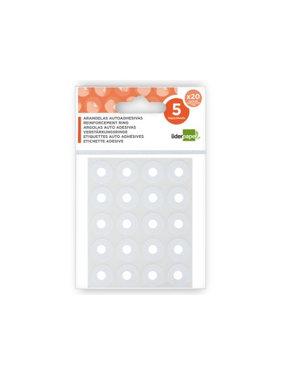Arandela autoadhesiva liderpapel blanca blister de 100 unidades