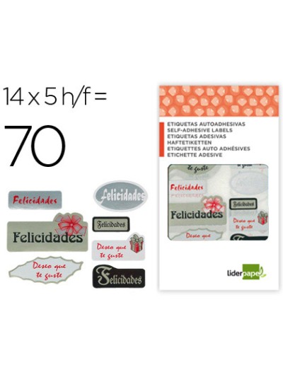Etiqueta liderpapel felicidades / deseo que te guste sobre de 70 unidades