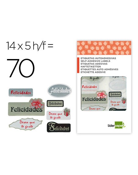 Etiqueta liderpapel felicidades / deseo que te guste sobre de 70 unidades