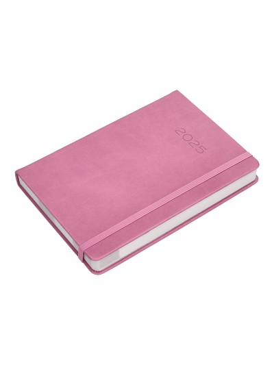 Agenda encuadernada liderpapel mykonos a5 2025 dia pagina color rosa papel 70 gr