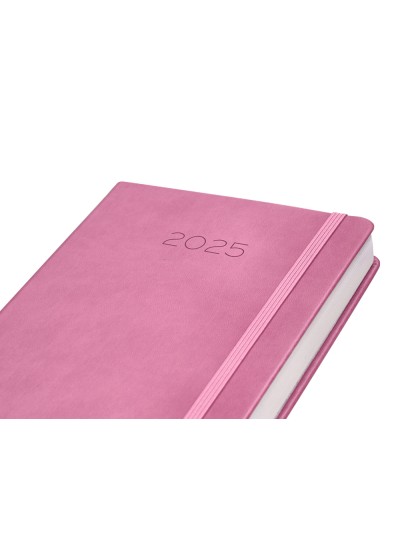 Agenda encuadernada liderpapel mykonos a5 2025 dia pagina color rosa papel 70 gr