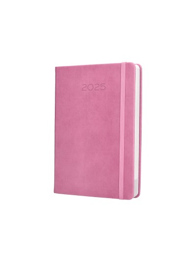 Agenda encuadernada liderpapel mykonos a5 2025 dia pagina color rosa papel 70 gr