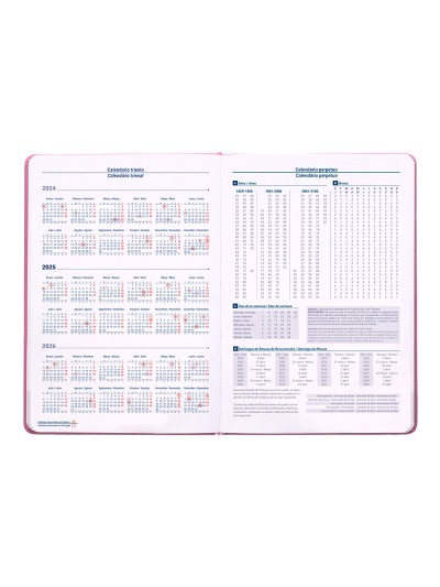 Agenda encuadernada liderpapel mykonos a5 2025 dia pagina color rosa papel 70 gr
