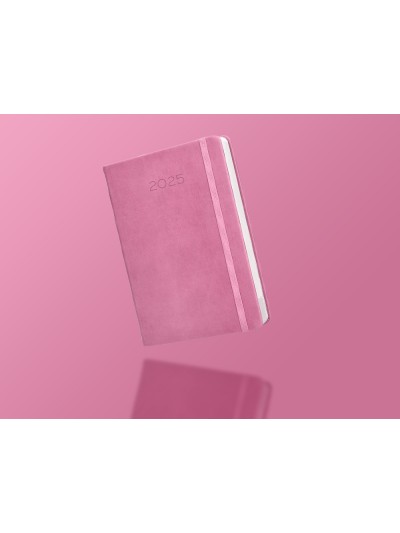 Agenda encuadernada liderpapel mykonos a5 2025 dia pagina color rosa papel 70 gr