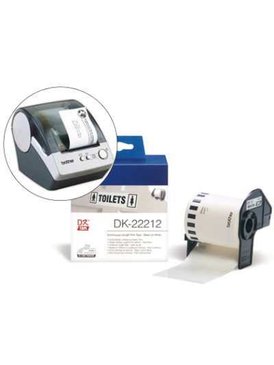 Etiqueta brother dk22212 cinta plastica continua adhesiva blanca 62x15,24 mt